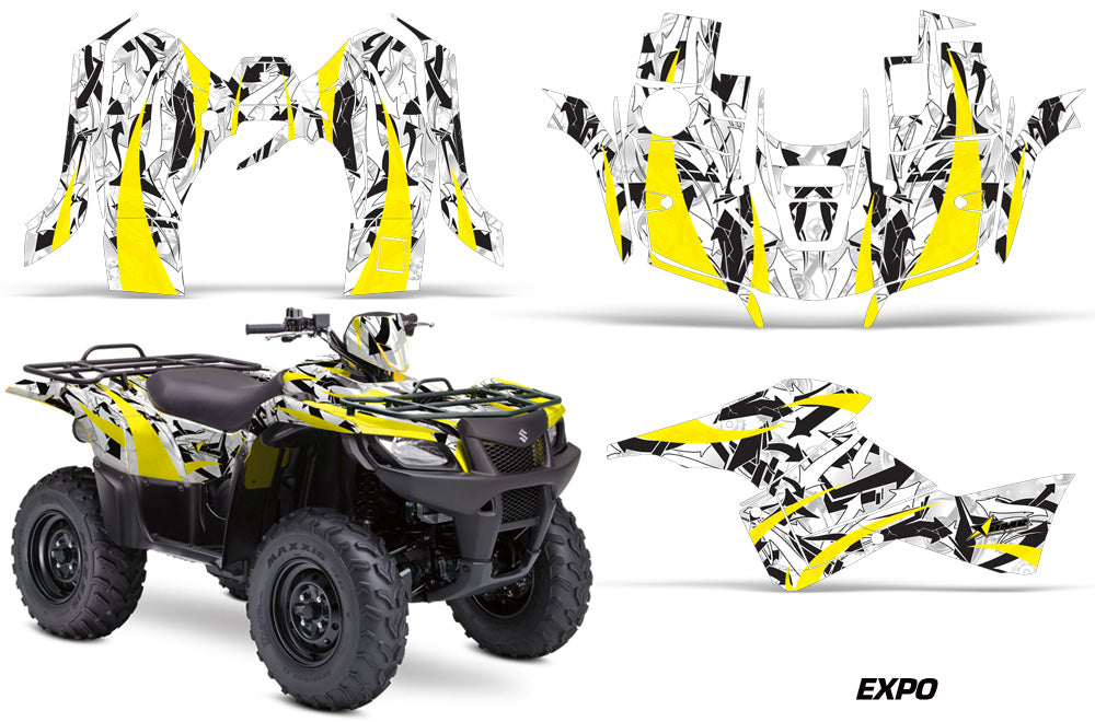 ATV Graphics Kit Decal Sticker Wrap For Suzuki Quad 500 AXi 2013-2015 EXPO YELLOW-atv motorcycle utv parts accessories gear helmets jackets gloves pantsAll Terrain Depot