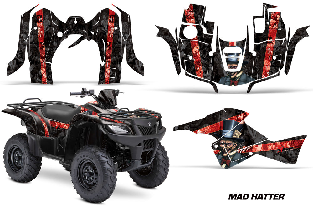 ATV Graphics Kit Decal Sticker Wrap For Suzuki Quad 500 AXi 2013-2015 HATTER BLACK RED-atv motorcycle utv parts accessories gear helmets jackets gloves pantsAll Terrain Depot