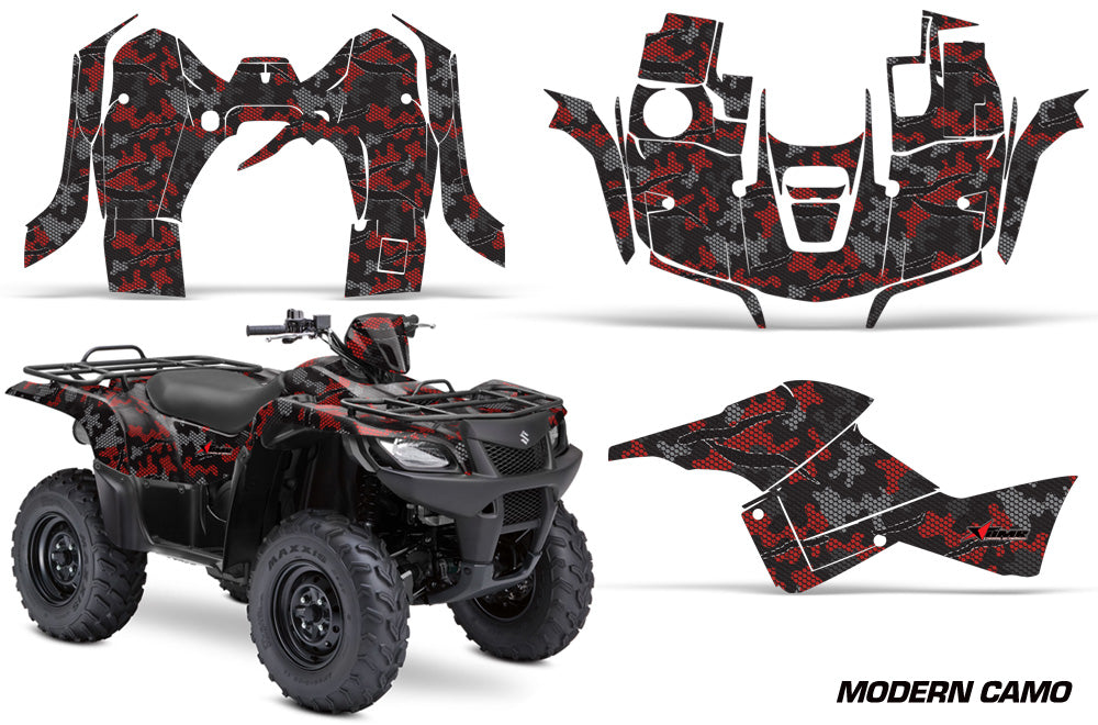 ATV Graphics Kit Decal Sticker Wrap For Suzuki Quad 500 AXi 2013-2015 MODERN CAMO RED-atv motorcycle utv parts accessories gear helmets jackets gloves pantsAll Terrain Depot