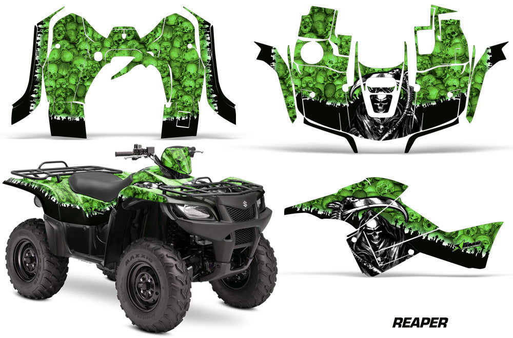 ATV Graphics Kit Decal Sticker Wrap For Suzuki Quad 500 AXi 2013-2015 REAPER GREEN-atv motorcycle utv parts accessories gear helmets jackets gloves pantsAll Terrain Depot