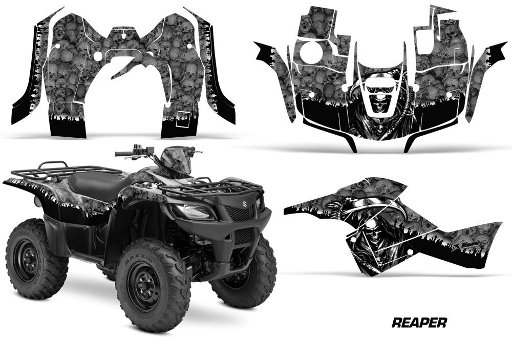 ATV Graphics Kit Decal Sticker Wrap For Suzuki Quad 500 AXi 2013-2015 REAPER SILVER-atv motorcycle utv parts accessories gear helmets jackets gloves pantsAll Terrain Depot