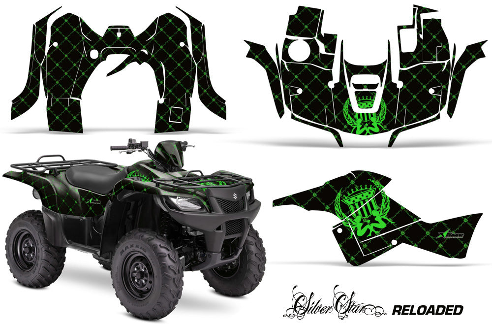 ATV Graphics Kit Decal Sticker Wrap For Suzuki Quad 500 AXi 2013-2015 RELOADED GREEN BLACK-atv motorcycle utv parts accessories gear helmets jackets gloves pantsAll Terrain Depot