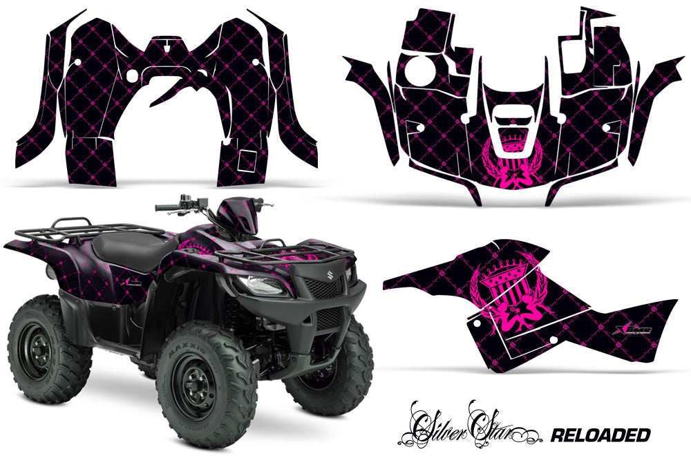 ATV Graphics Kit Decal Sticker Wrap For Suzuki Quad 500 AXi 2013-2015 RELOADED PINK BLACK-atv motorcycle utv parts accessories gear helmets jackets gloves pantsAll Terrain Depot