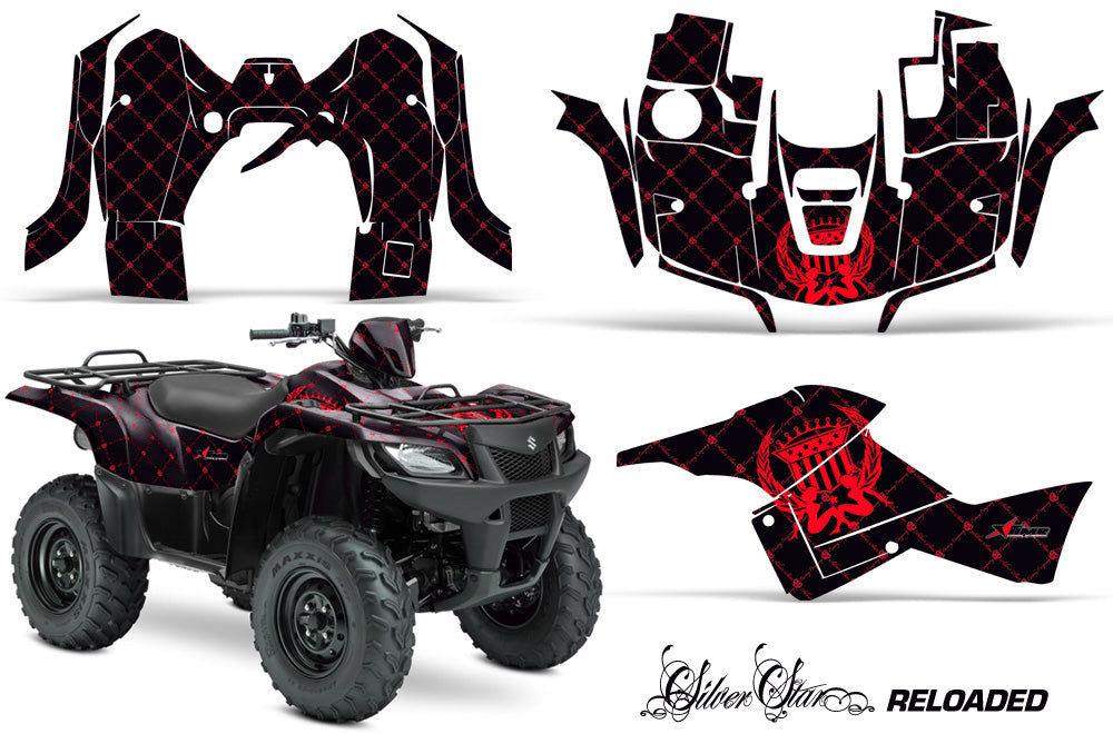 ATV Graphics Kit Decal Sticker Wrap For Suzuki Quad 500 AXi 2013-2015 RELOADED RED BLACK-atv motorcycle utv parts accessories gear helmets jackets gloves pantsAll Terrain Depot