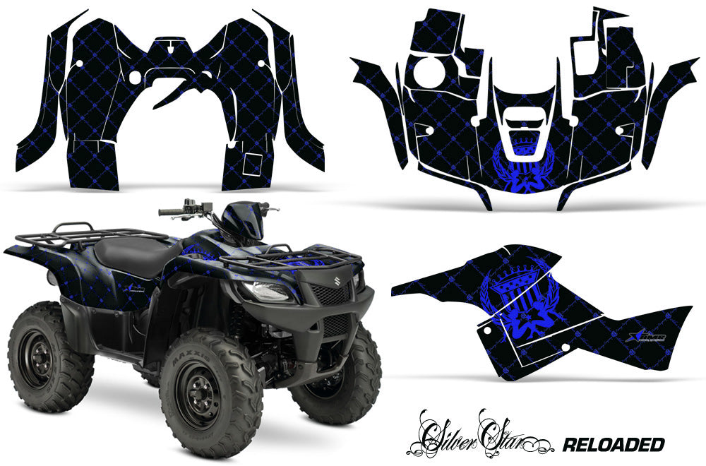 ATV Graphics Kit Decal Sticker Wrap For Suzuki Quad 500 AXi 2013-2015 RELOADED BLUE BLACK-atv motorcycle utv parts accessories gear helmets jackets gloves pantsAll Terrain Depot