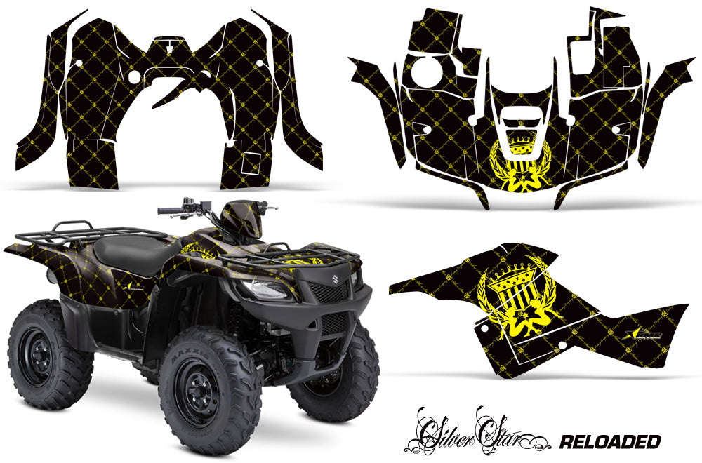 ATV Graphics Kit Decal Sticker Wrap For Suzuki Quad 500 AXi 2013-2015 RELOADED YELLOW BLACK-atv motorcycle utv parts accessories gear helmets jackets gloves pantsAll Terrain Depot