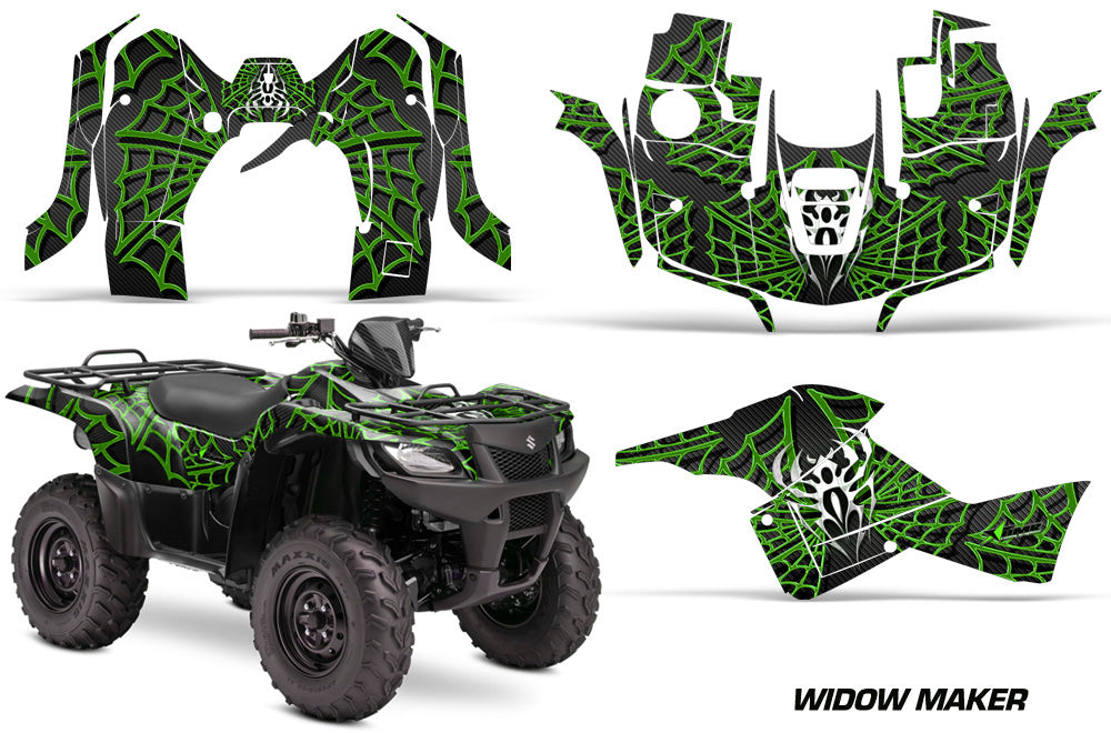 ATV Graphics Kit Decal Sticker Wrap For Suzuki Quad 500 AXi 2013-2015 WIDOW GREEN BLACK-atv motorcycle utv parts accessories gear helmets jackets gloves pantsAll Terrain Depot
