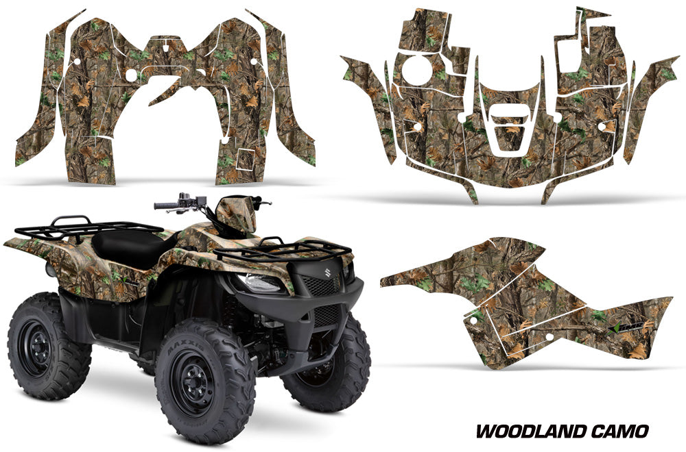ATV Graphics Kit Decal Sticker Wrap For Suzuki Quad 500 AXi 2013-2015 WOODLAND CAMO-atv motorcycle utv parts accessories gear helmets jackets gloves pantsAll Terrain Depot
