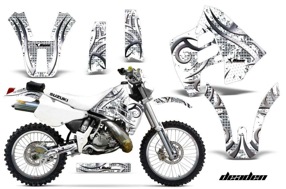 Dirt Bike Graphics Kit Decal Sticker Wrap For Suzuki RMX250 1989-1998 DEADEN WHITE-atv motorcycle utv parts accessories gear helmets jackets gloves pantsAll Terrain Depot