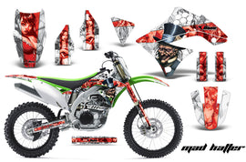 Dirt Bike Decal Graphics Kit Sticker Wrap For Kawasaki KXF450 2009-2011 HATTER WHITE RED-atv motorcycle utv parts accessories gear helmets jackets gloves pantsAll Terrain Depot