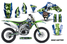 Dirt Bike Decal Graphics Kit Sticker Wrap For Kawasaki KXF450 2009-2011 HATTER GREEN BLUE-atv motorcycle utv parts accessories gear helmets jackets gloves pantsAll Terrain Depot