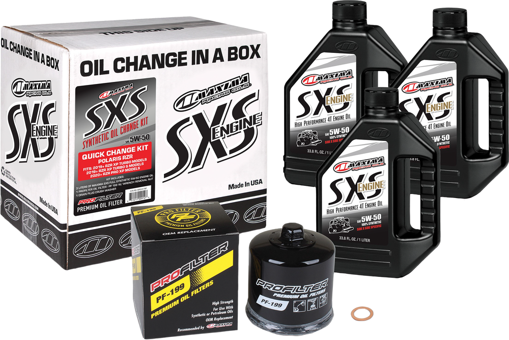 Maxima SXS Polaris Quick Oil Change Kit 5W-50 with Black Oil Filter 90-189013-TXP