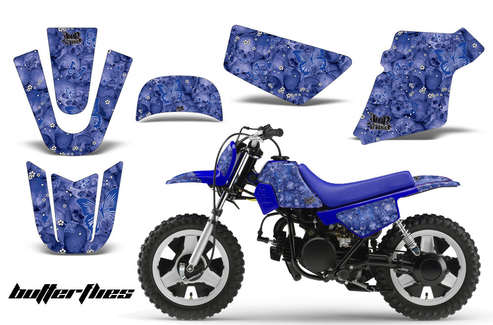 Dirt Bike Graphics Kit MX Decal Wrap For Yamaha PW50 PW 50 1990-2019 BUTTERFLIES BLUE-atv motorcycle utv parts accessories gear helmets jackets gloves pantsAll Terrain Depot