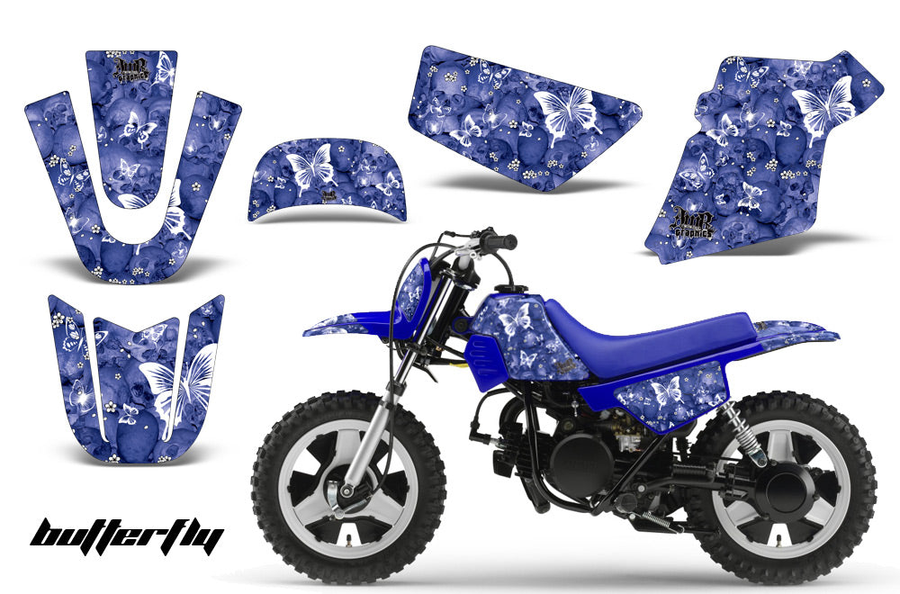 Dirt Bike Graphics Kit MX Decal Wrap For Yamaha PW50 PW 50 1990-2019 BUTTERFLIES WHITE BLUE-atv motorcycle utv parts accessories gear helmets jackets gloves pantsAll Terrain Depot