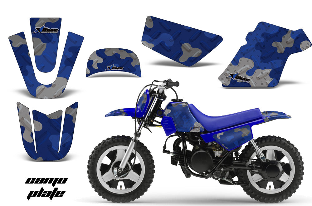 Dirt Bike Graphics Kit MX Decal Wrap For Yamaha PW50 PW 50 1990-2019 CAMOPLATE BLUE-atv motorcycle utv parts accessories gear helmets jackets gloves pantsAll Terrain Depot