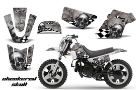 Dirt Bike Graphics Kit MX Decal Wrap For Yamaha PW50 PW 50 1990-2019 CHECKERED BLACK SILVER-atv motorcycle utv parts accessories gear helmets jackets gloves pantsAll Terrain Depot