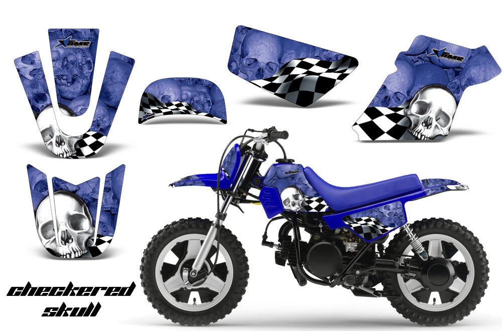 Dirt Bike Graphics Kit MX Decal Wrap For Yamaha PW50 PW 50 1990-2019 CHECKERED BLUE WHITE-atv motorcycle utv parts accessories gear helmets jackets gloves pantsAll Terrain Depot