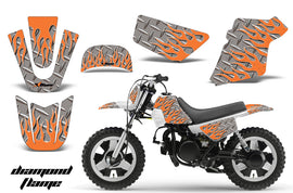 Dirt Bike Graphics Kit MX Decal Wrap For Yamaha PW50 PW 50 1990-2019 DIAMOND FLAMES ORANGE SILVER-atv motorcycle utv parts accessories gear helmets jackets gloves pantsAll Terrain Depot