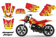 Load image into Gallery viewer, Dirt Bike Graphics Kit MX Decal Wrap For Yamaha PW50 PW 50 1990-2019 DIAMOND FLAMES YELLOW RED-atv motorcycle utv parts accessories gear helmets jackets gloves pantsAll Terrain Depot