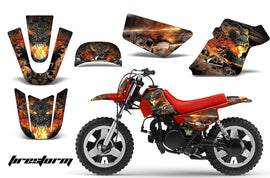 Dirt Bike Graphics Kit MX Decal Wrap For Yamaha PW50 PW 50 1990-2019 FIRESTORM BLACK-atv motorcycle utv parts accessories gear helmets jackets gloves pantsAll Terrain Depot
