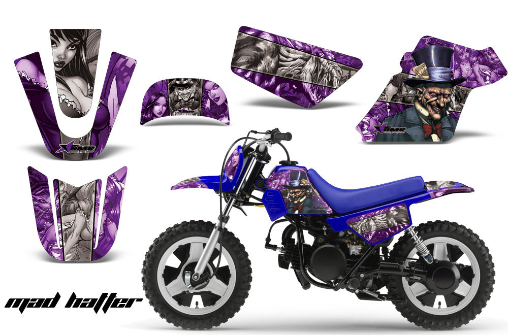 Dirt Bike Graphics Kit MX Decal Wrap For Yamaha PW50 PW 50 1990-2019 HATTER SILVER PURPLE-atv motorcycle utv parts accessories gear helmets jackets gloves pantsAll Terrain Depot
