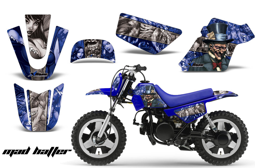 Dirt Bike Graphics Kit MX Decal Wrap For Yamaha PW50 PW 50 1990-2019 HATTER SILVER BLUE-atv motorcycle utv parts accessories gear helmets jackets gloves pantsAll Terrain Depot