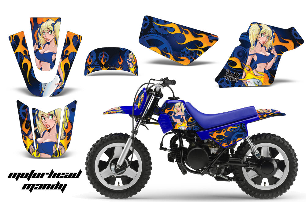 Dirt Bike Graphics Kit MX Decal Wrap For Yamaha PW50 PW 50 1990-2019 MOTO MANDY BLUE-atv motorcycle utv parts accessories gear helmets jackets gloves pantsAll Terrain Depot