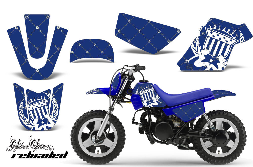 Dirt Bike Graphics Kit MX Decal Wrap For Yamaha PW50 PW 50 1990-2019 RELOADED WHITE BLUE-atv motorcycle utv parts accessories gear helmets jackets gloves pantsAll Terrain Depot