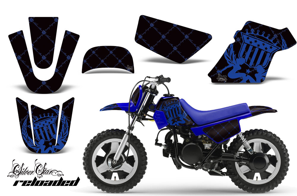 Dirt Bike Graphics Kit MX Decal Wrap For Yamaha PW50 PW 50 1990-2019 RELOADED BLUE BLACK-atv motorcycle utv parts accessories gear helmets jackets gloves pantsAll Terrain Depot