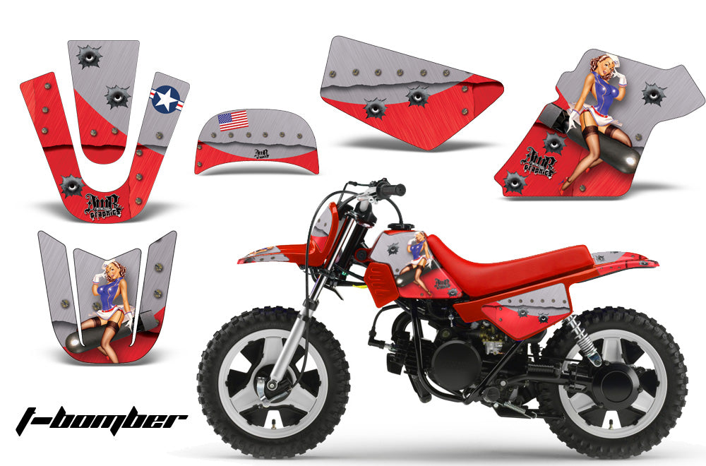 Dirt Bike Graphics Kit MX Decal Wrap For Yamaha PW50 PW 50 1990-2019 TBOMBER RED-atv motorcycle utv parts accessories gear helmets jackets gloves pantsAll Terrain Depot