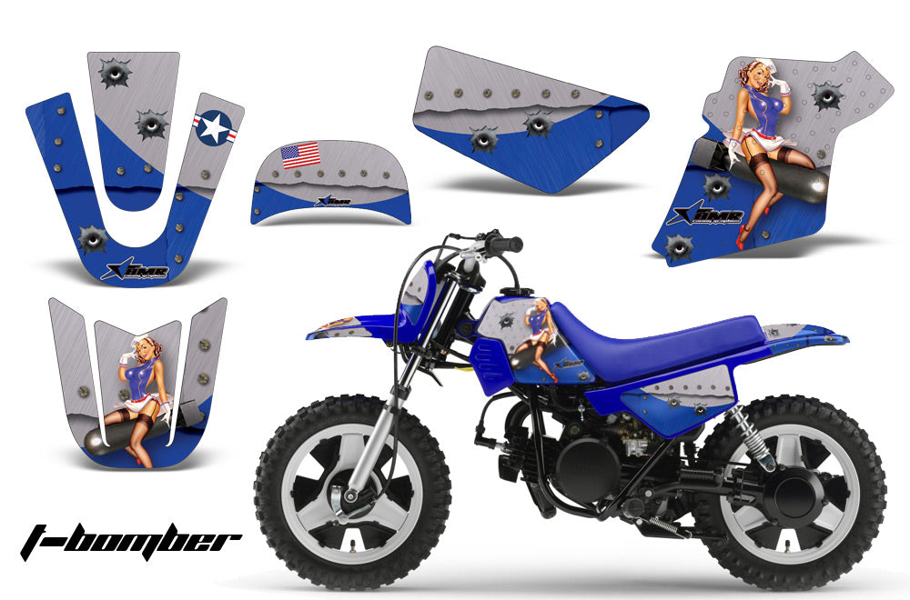 Dirt Bike Graphics Kit MX Decal Wrap For Yamaha PW50 PW 50 1990-2019 TBOMBER BLUE-atv motorcycle utv parts accessories gear helmets jackets gloves pantsAll Terrain Depot