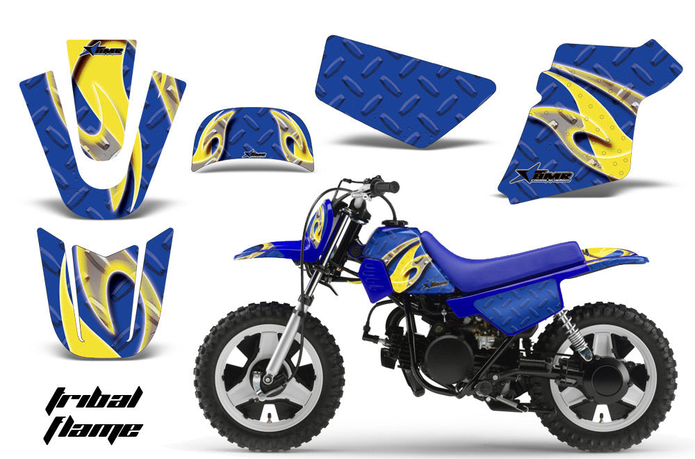 Dirt Bike Graphics Kit MX Decal Wrap For Yamaha PW50 PW 50 1990-2019 TRIBAL ORANGE BLUE-atv motorcycle utv parts accessories gear helmets jackets gloves pantsAll Terrain Depot