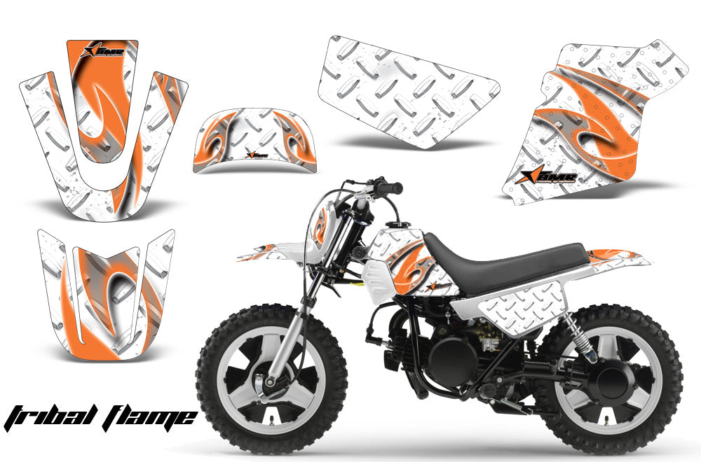 Dirt Bike Graphics Kit MX Decal Wrap For Yamaha PW50 PW 50 1990-2019 TRIBAL ORANGE WHITE-atv motorcycle utv parts accessories gear helmets jackets gloves pantsAll Terrain Depot