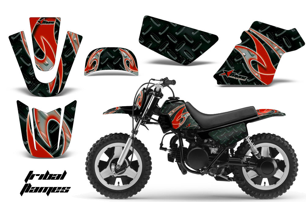 Dirt Bike Graphics Kit MX Decal Wrap For Yamaha PW50 PW 50 1990-2019 TRIBAL RED BLACK-atv motorcycle utv parts accessories gear helmets jackets gloves pantsAll Terrain Depot