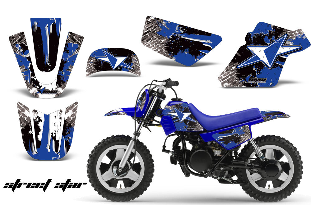 Dirt Bike Graphics Kit MX Decal Wrap For Yamaha PW50 PW 50 1990-2019 STREET STAR BLUE-atv motorcycle utv parts accessories gear helmets jackets gloves pantsAll Terrain Depot