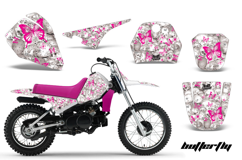 Dirt Bike Decal Graphic Kit Sticker Wrap For Yamaha PW80 PW 80 1996-2006 BUTTERFLIES PINK WHITE-atv motorcycle utv parts accessories gear helmets jackets gloves pantsAll Terrain Depot