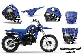 Dirt Bike Decal Graphic Kit Sticker Wrap For Yamaha PW80 PW 80 1996-2006 CHECKERED BLACK BLUE-atv motorcycle utv parts accessories gear helmets jackets gloves pantsAll Terrain Depot