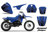 Dirt Bike Decal Graphic Kit Sticker Wrap For Yamaha PW80 PW 80 1996-2006 DIAMOND FLAMES BLACK BLUE