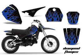 Dirt Bike Decal Graphic Kit Sticker Wrap For Yamaha PW80 PW 80 1996-2006 DIAMOND FLAMES BLUE BLACK-atv motorcycle utv parts accessories gear helmets jackets gloves pantsAll Terrain Depot