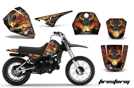 Dirt Bike Decal Graphic Kit Sticker Wrap For Yamaha PW80 PW 80 1996-2006 FIRESTORM BLACK-atv motorcycle utv parts accessories gear helmets jackets gloves pantsAll Terrain Depot