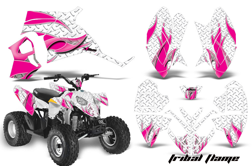 ATV Decal Graphic Kit Quad Wrap For Polaris Outlaw 90 2008-2014 Outlaw 110 2016 TRIBAL PINK WHITE-atv motorcycle utv parts accessories gear helmets jackets gloves pantsAll Terrain Depot