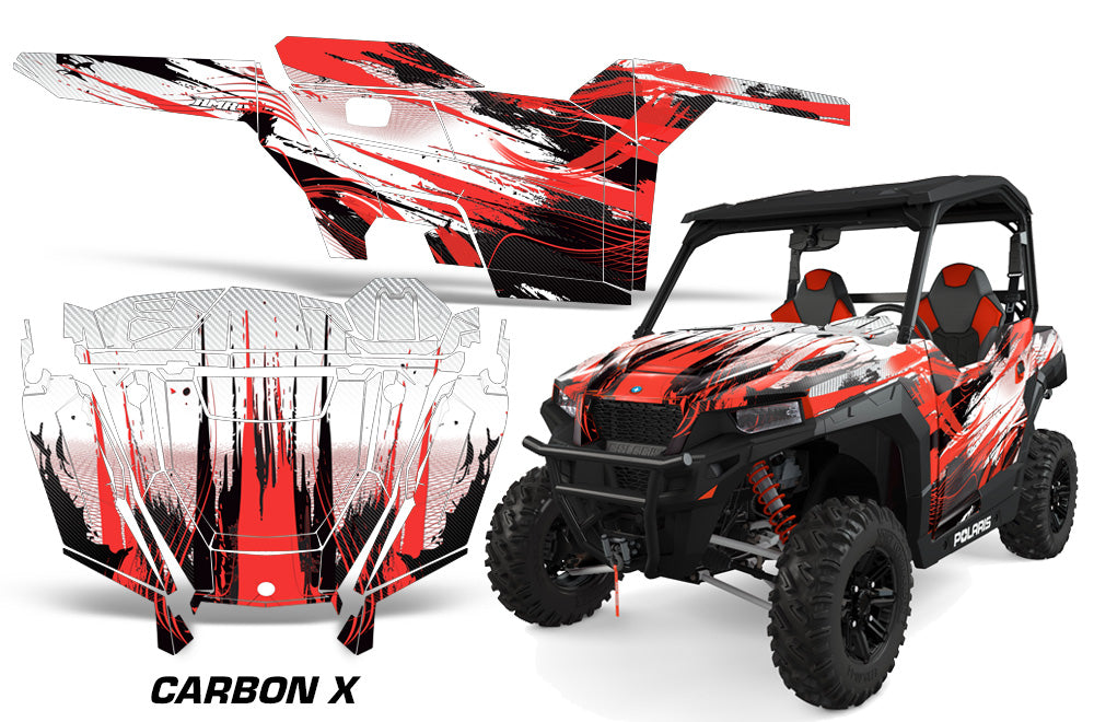 UTV Decal Graphics Kit SXS Wrap For Polaris General 1000 EPS 2016-2018 CARBONX RED-atv motorcycle utv parts accessories gear helmets jackets gloves pantsAll Terrain Depot