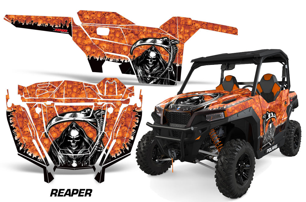 UTV Decal Graphics Kit SXS Wrap For Polaris General 1000 EPS 2016-2018 REAPER ORANGE-atv motorcycle utv parts accessories gear helmets jackets gloves pantsAll Terrain Depot