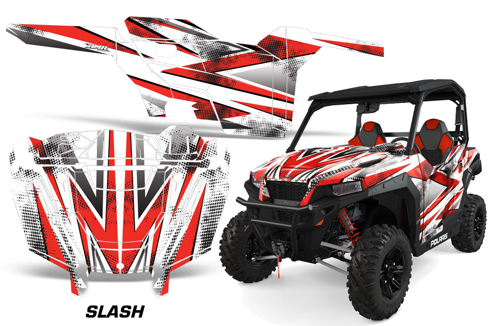 UTV Decal Graphics Kit SXS Wrap For Polaris General 1000 EPS 2016-2018 SLASH RED-atv motorcycle utv parts accessories gear helmets jackets gloves pantsAll Terrain Depot