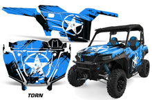 Load image into Gallery viewer, UTV Decal Graphics Kit SXS Wrap For Polaris General 1000 EPS 2016-2018 TORN BLUE-atv motorcycle utv parts accessories gear helmets jackets gloves pantsAll Terrain Depot