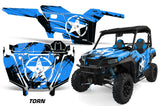 UTV Decal Graphics Kit SXS Wrap For Polaris General 1000 EPS 2016-2018 TORN BLUE