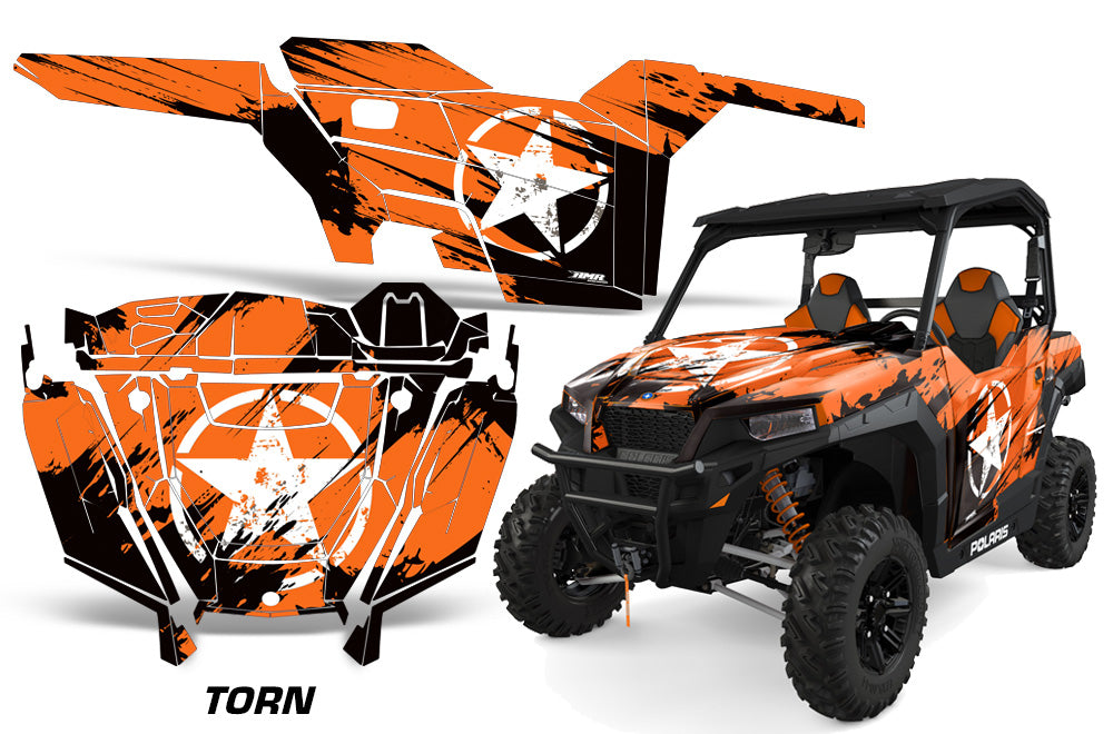 UTV Decal Graphics Kit SXS Wrap For Polaris General 1000 EPS 2016-2018 TORN ORANGE-atv motorcycle utv parts accessories gear helmets jackets gloves pantsAll Terrain Depot