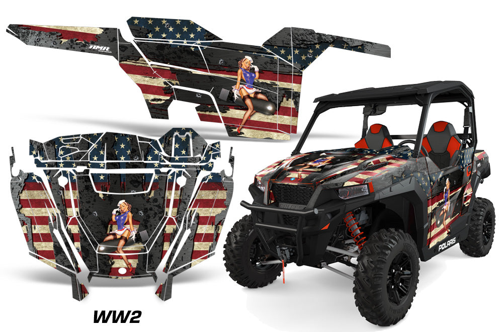 UTV Decal Graphics Kit SXS Wrap For Polaris General 1000 EPS 2016-2018 WW2 BOMBER-atv motorcycle utv parts accessories gear helmets jackets gloves pantsAll Terrain Depot