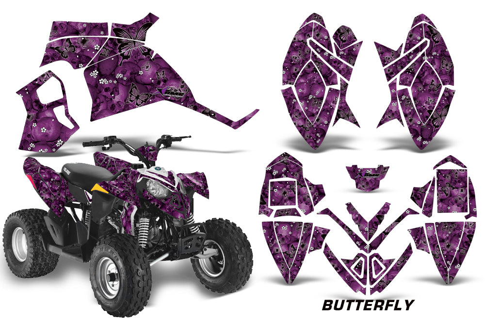ATV Decal Graphic Kit Quad Wrap For Polaris Outlaw 90 2008-2014 Outlaw 110 2016 BUTTERFLIES BLACK PURPLE-atv motorcycle utv parts accessories gear helmets jackets gloves pantsAll Terrain Depot