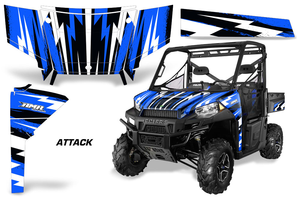 UTV Graphics Kit SxS Decal Wrap For Polaris Ranger 570 900 2013-2015 ATTACK BLUE-atv motorcycle utv parts accessories gear helmets jackets gloves pantsAll Terrain Depot